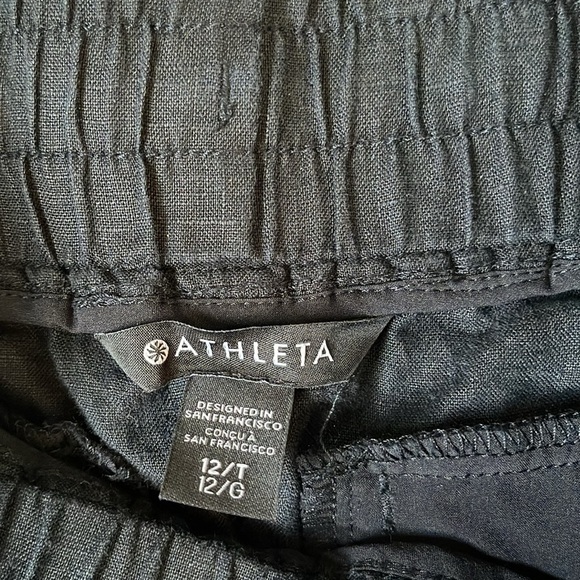 Athleta Cabo linen jogger pants zip pockets size 12 tall casual bottoms - Picture 2 of 8